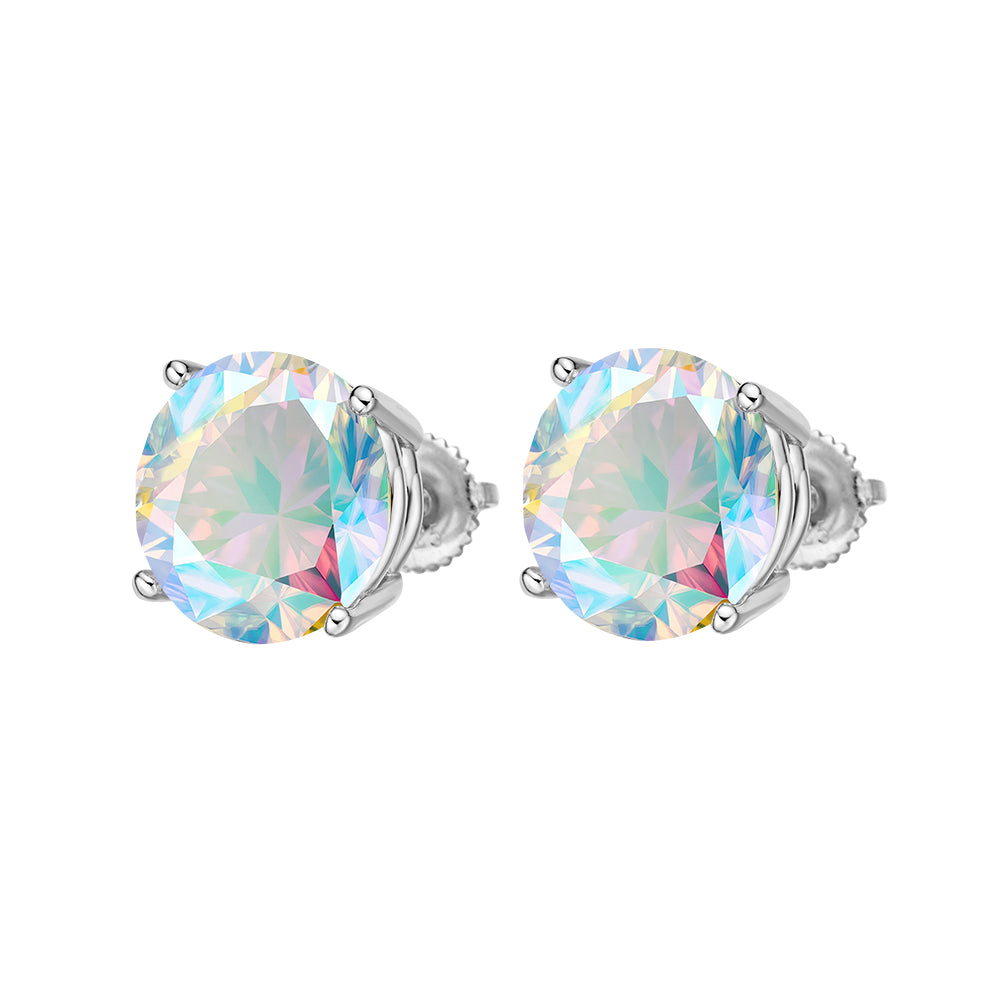 Solitaire Studs in 925 sterling silver with lab-grown moissanite, view 2