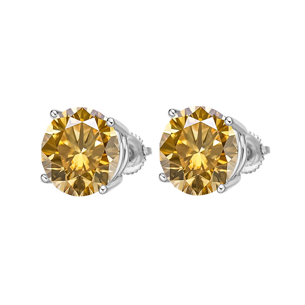 Solitaire Studs in 925 sterling silver with lab-grown moissanite, view 3
