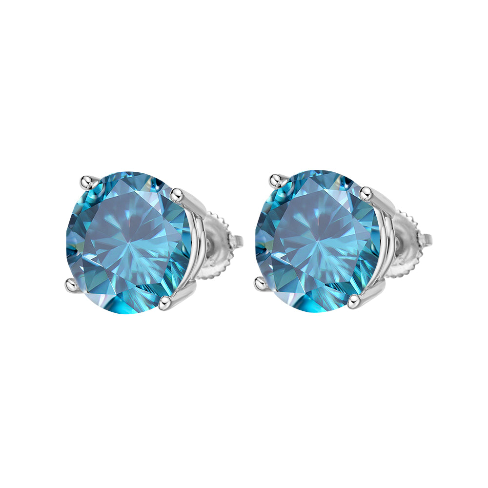 Solitaire Studs in 925 sterling silver with lab-grown moissanite, view 4
