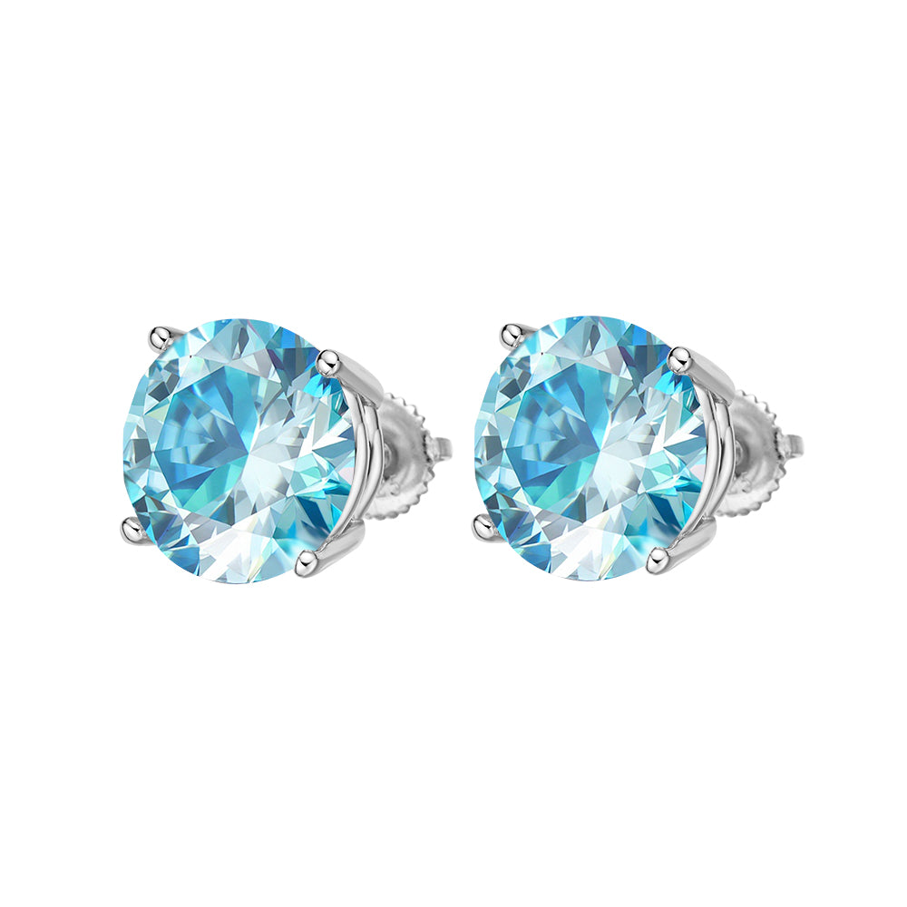 Solitaire Studs in 925 sterling silver with lab-grown moissanite, view 6