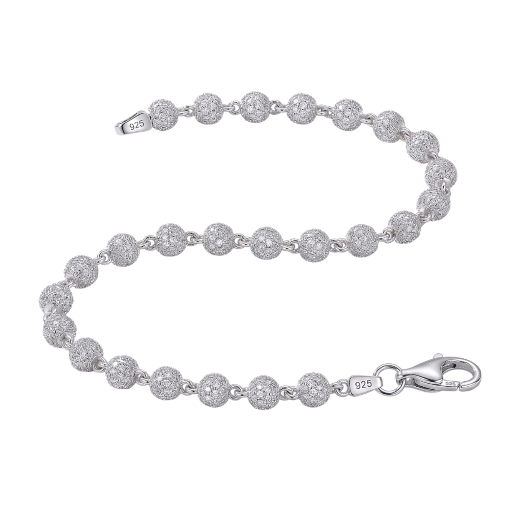 Sphere Bracelet in 925 sterling silver with lab-grown moissanite, view 3