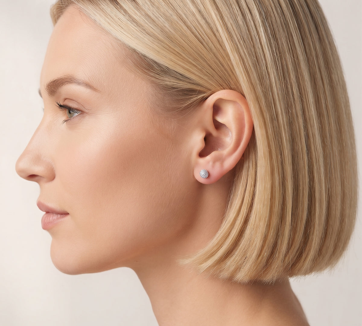 Sphere Earrings in 925 sterling silver with moissanite or CZ, view 5