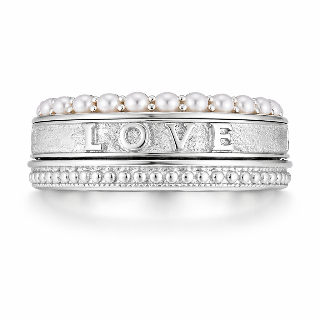 Spin Love Ring in 925 sterling silver with cubic zirconia, view 5