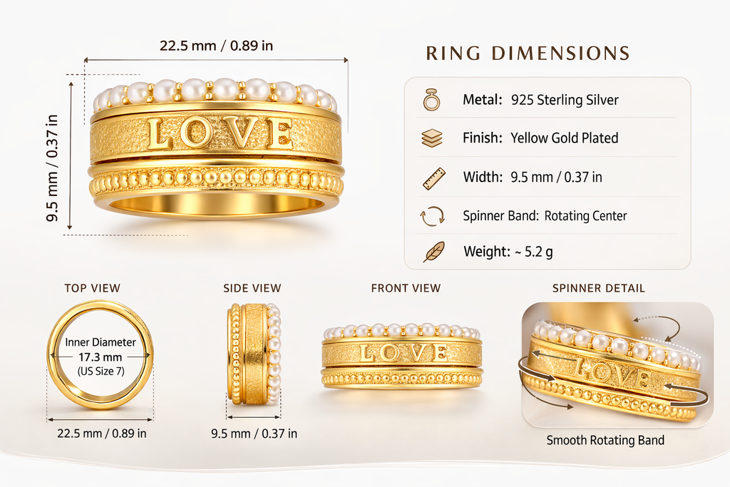 Spin Love Ring in 925 sterling silver with cubic zirconia, view 7
