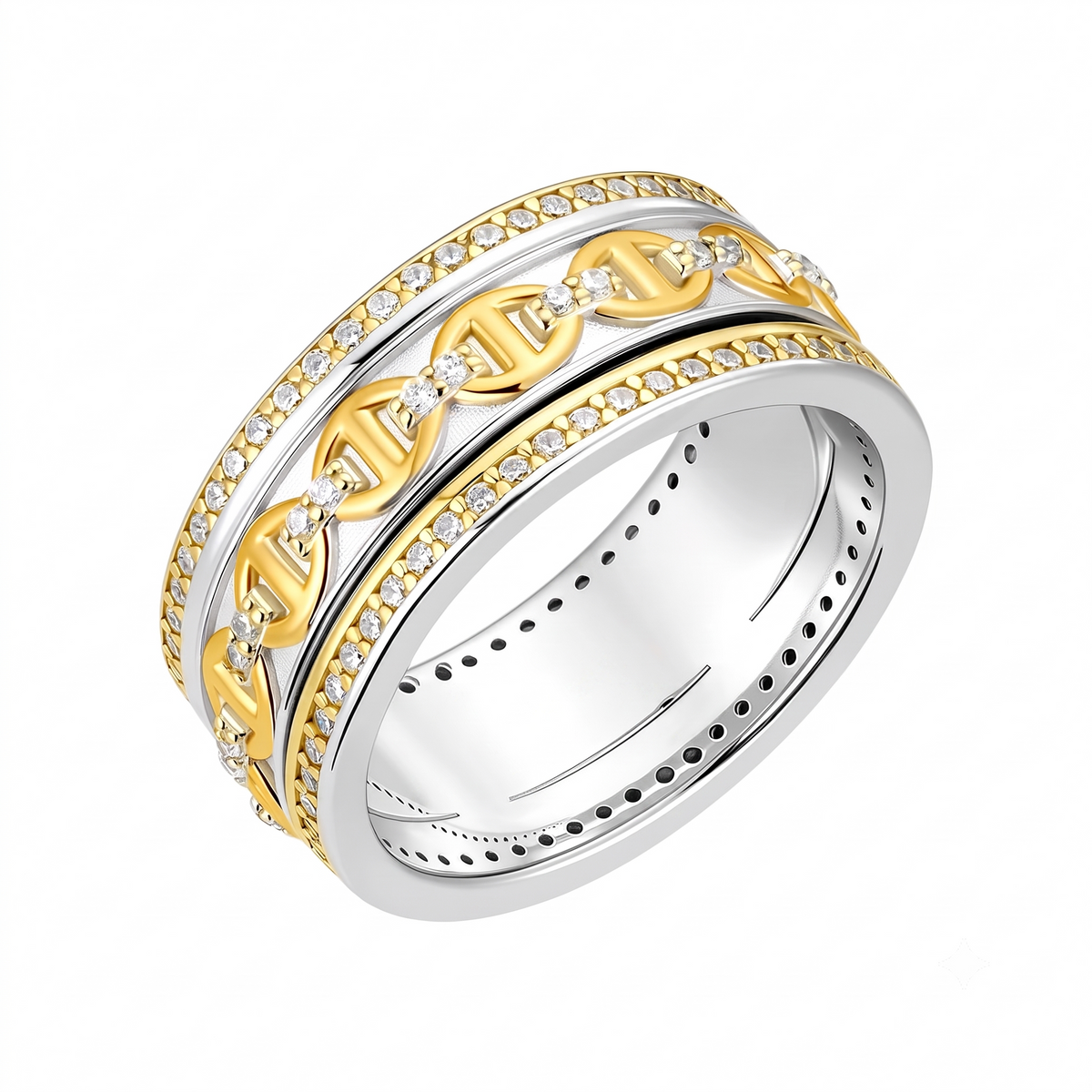 Spin Ring in 925 sterling silver with moissanite or CZ, view 4