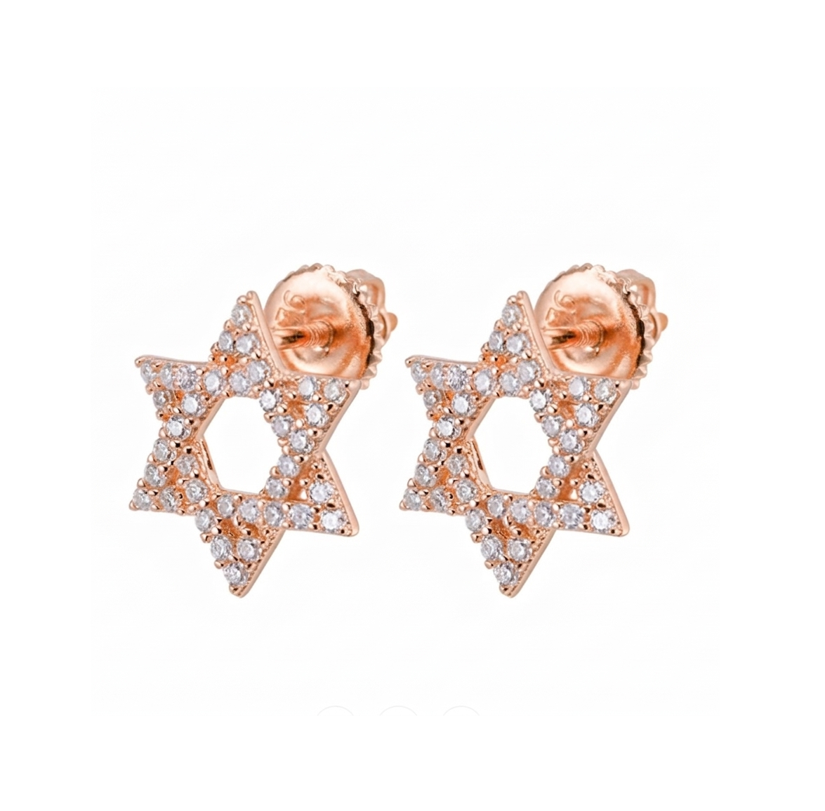 Star of David Earrings in 925 sterling silver with lab-grown moissanite, rose gold tone