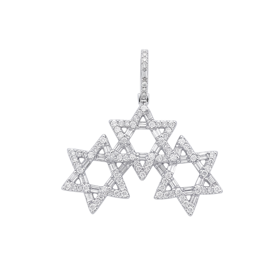 Star of David Pendant in 925 sterling silver with lab-grown moissanite, view 3