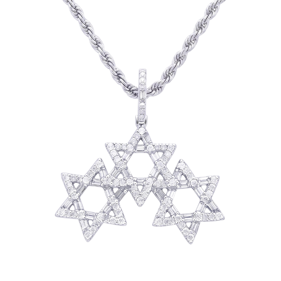 Star of David Pendant in 925 sterling silver with lab-grown moissanite, view 4