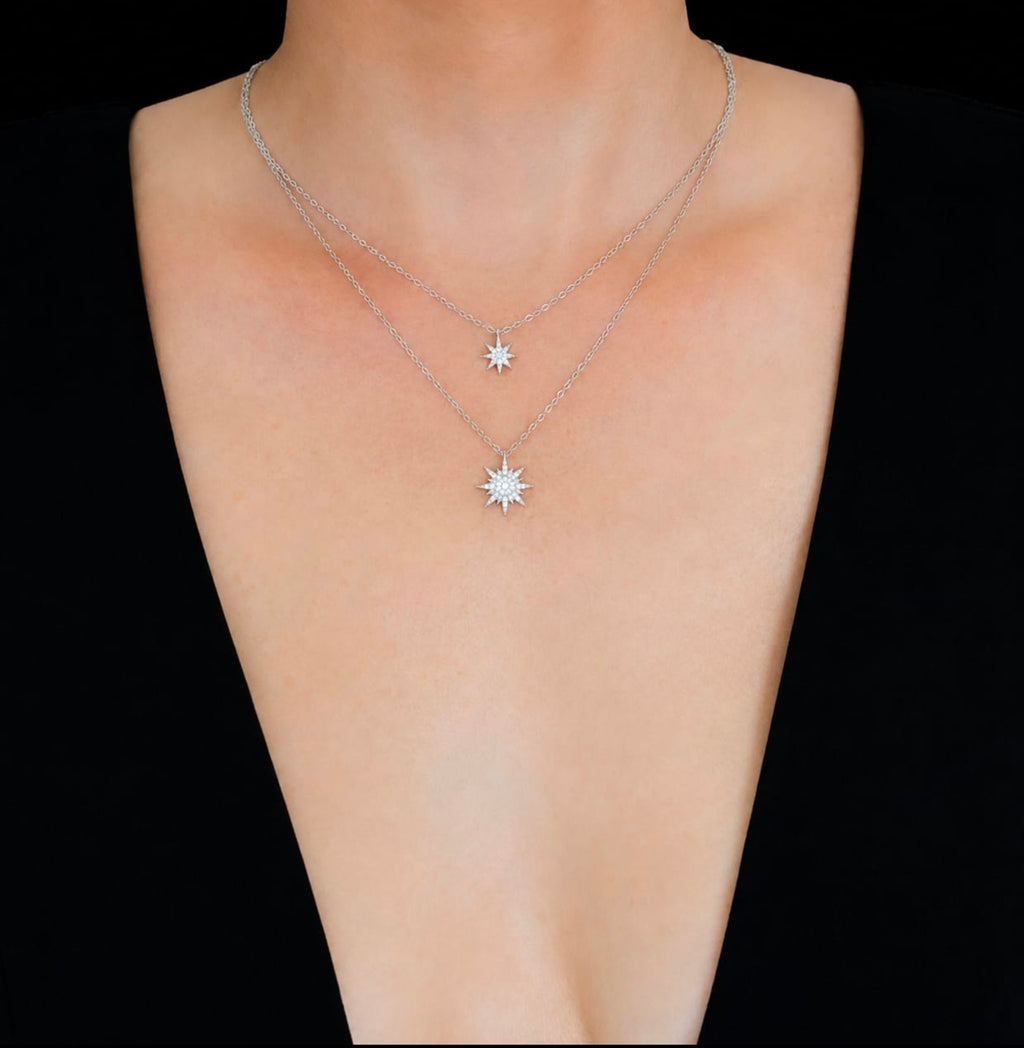 Starburst Necklace in 14K solid gold, view 2
