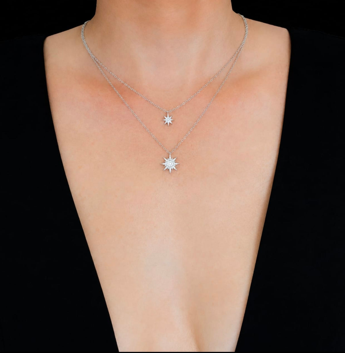 Starburst Necklace in 14K solid gold, view 2