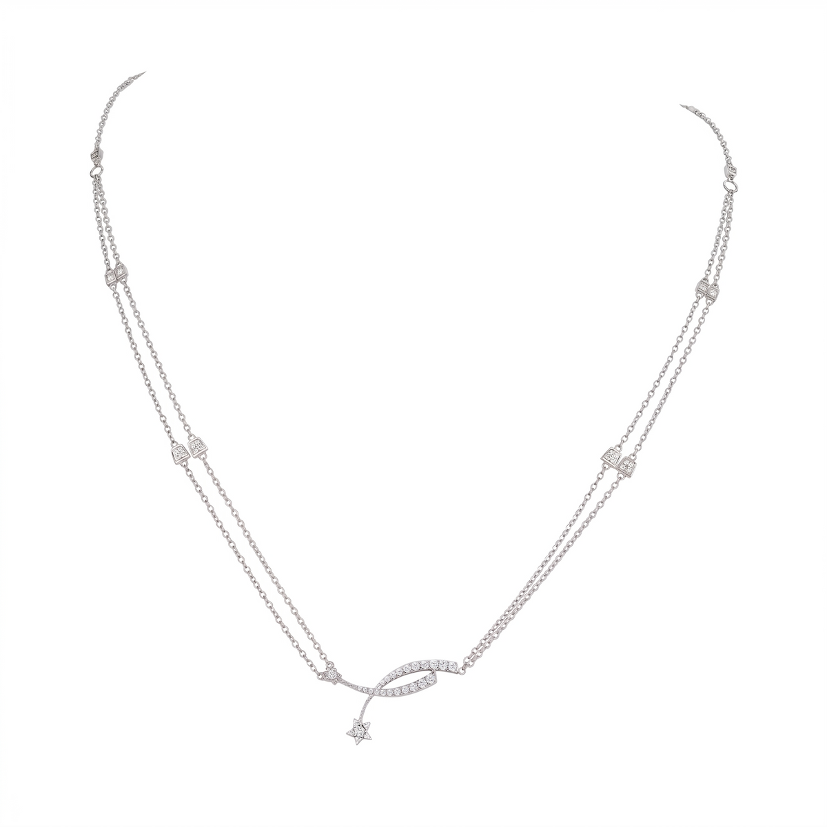 Starlight Necklace in 925 sterling silver with cubic zirconia, view 5