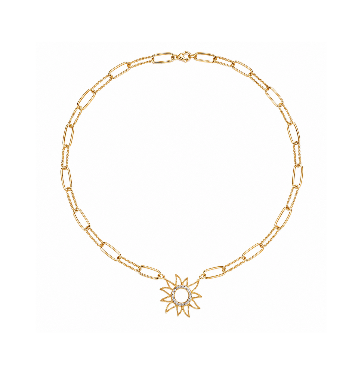Sun Necklace in 14K gold or sterling silver, yellow gold tone
