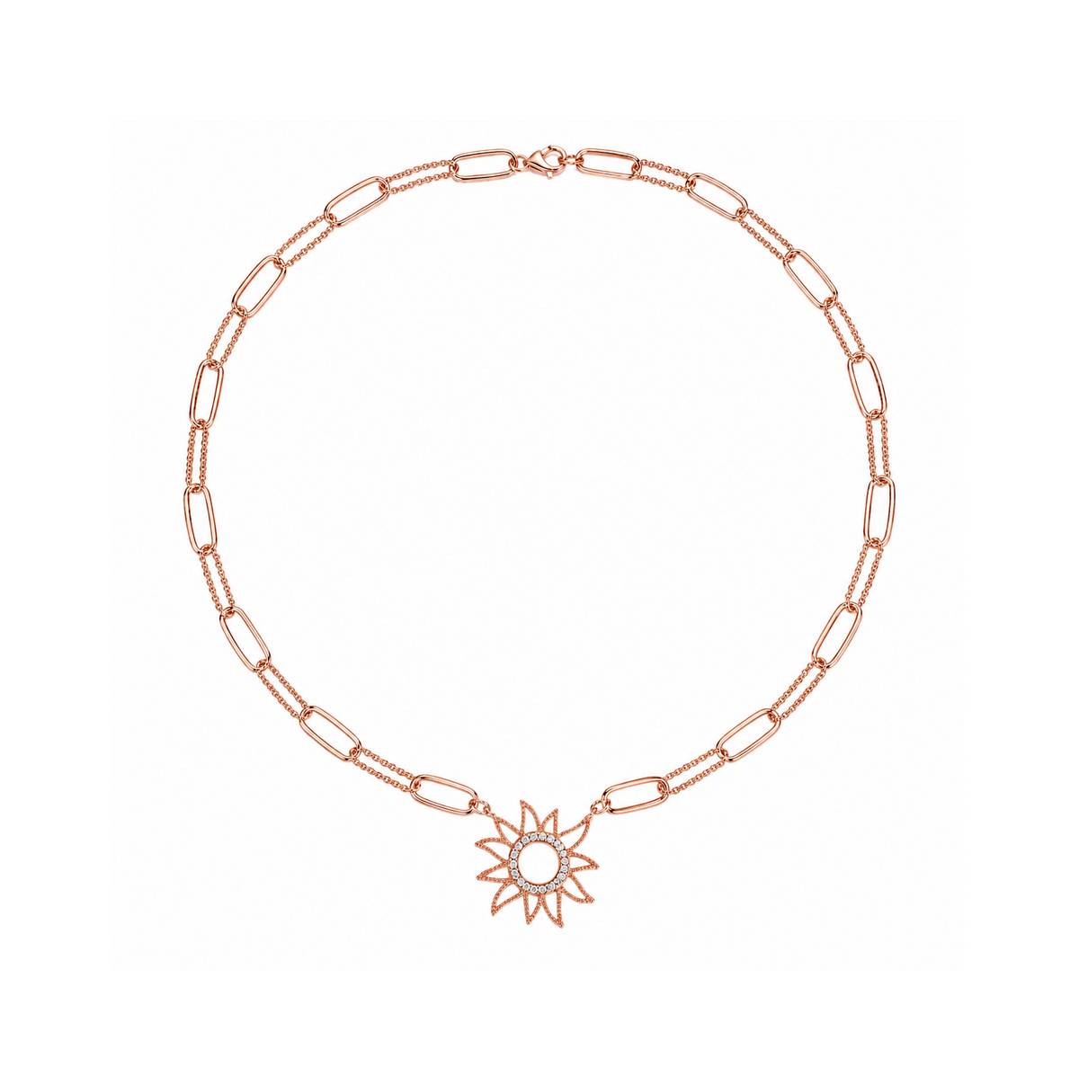 Sun Necklace in 14K gold or sterling silver, rose gold tone
