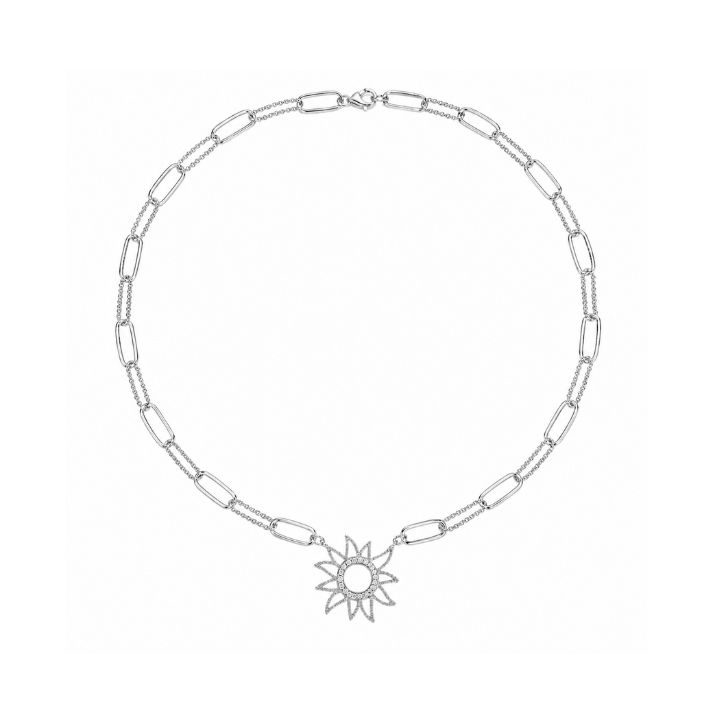 Sun Necklace in 14K gold or sterling silver, silver tone