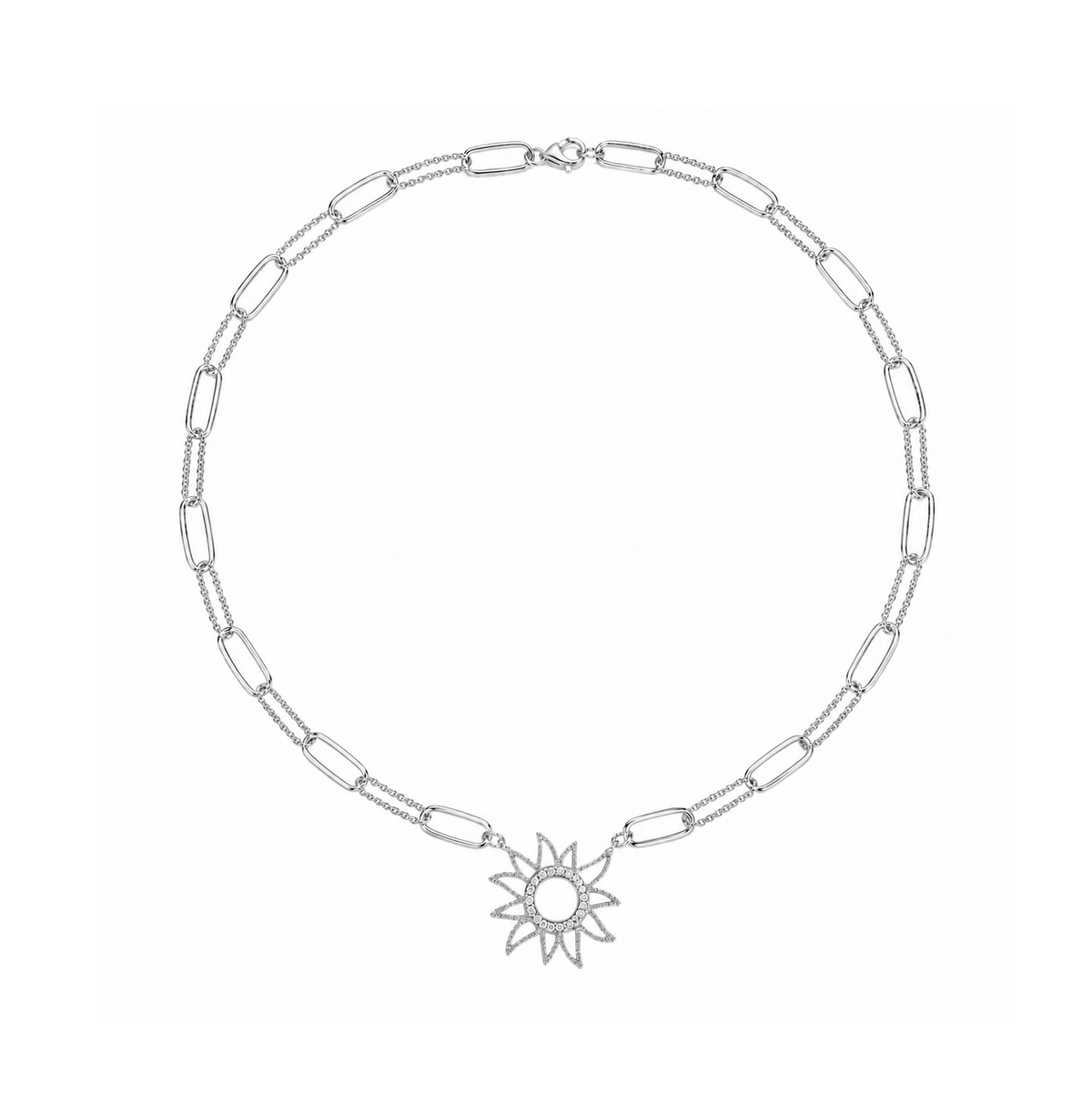 Sun Necklace in 14K gold or sterling silver, silver tone