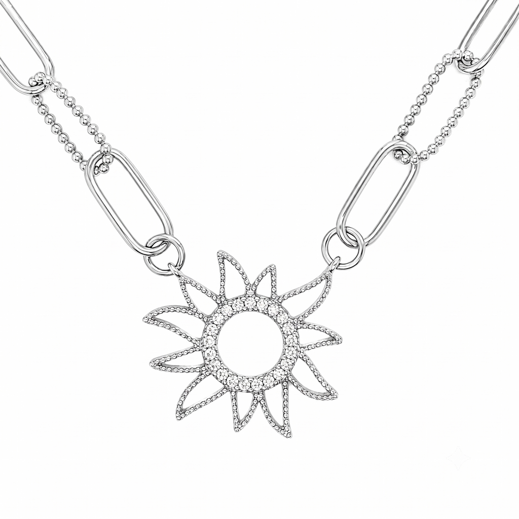 Sun Necklace in 14K gold or sterling silver, view 7