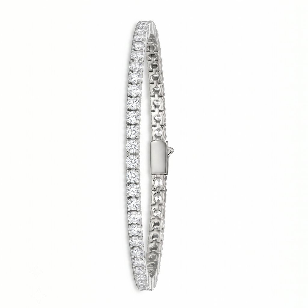 Tennis Bracelet in 925 sterling silver with lab-grown moissanite, view 5