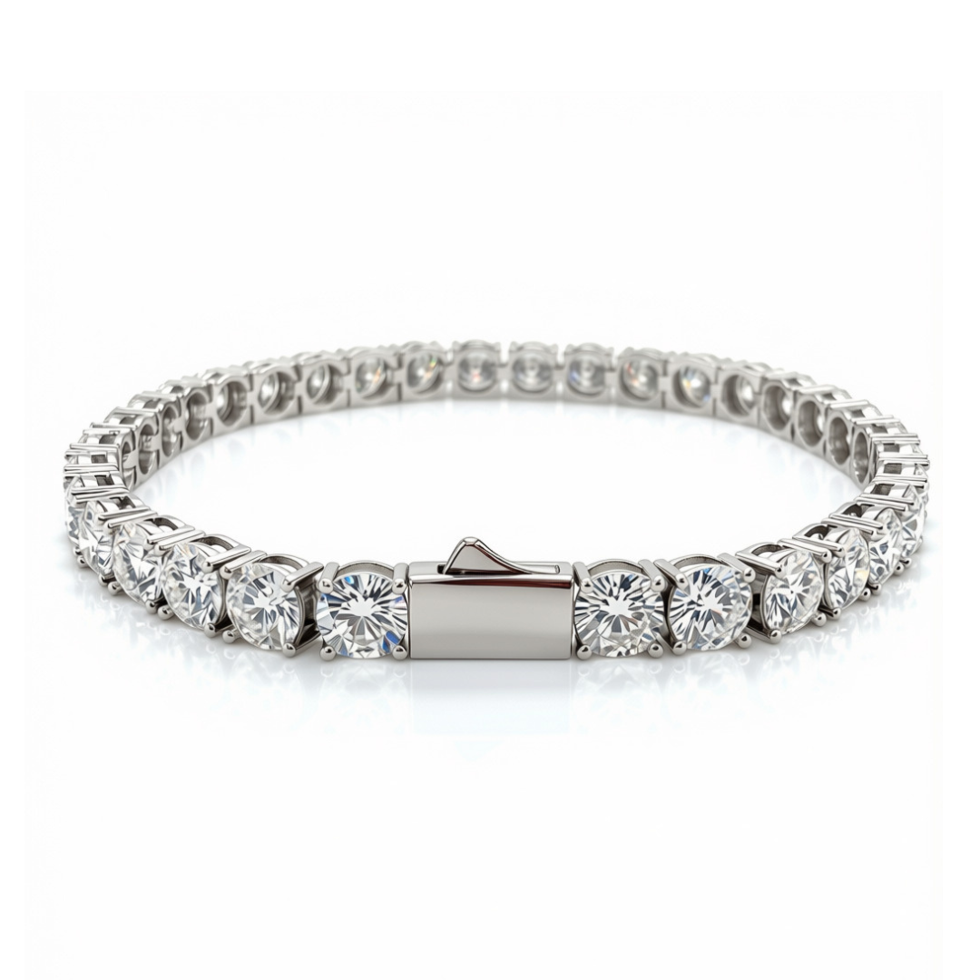Tennis Bracelet in 925 sterling silver with lab-grown moissanite, view 6