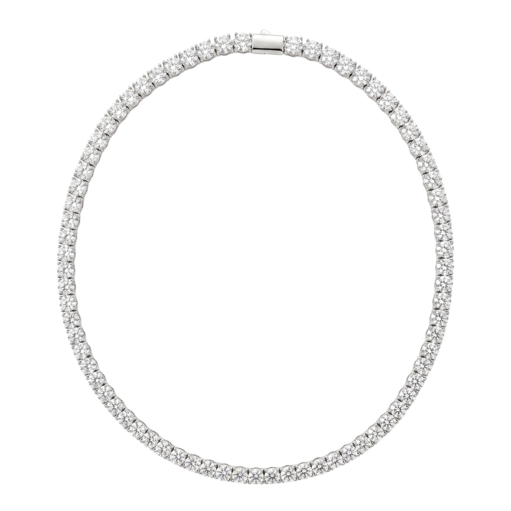 Tennis Necklace in 925 sterling silver with lab-grown moissanite