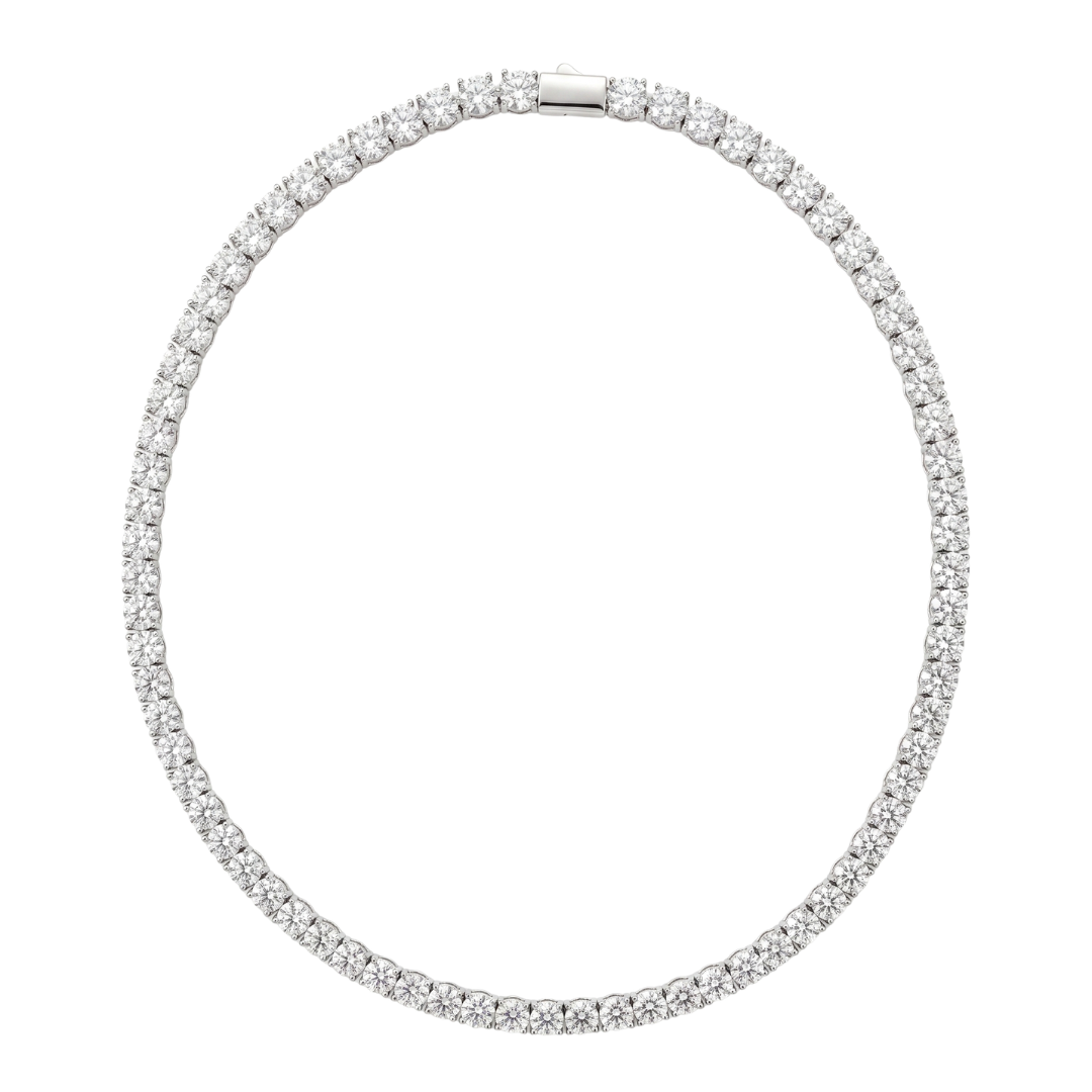 Tennis Necklace in 925 sterling silver with lab-grown moissanite