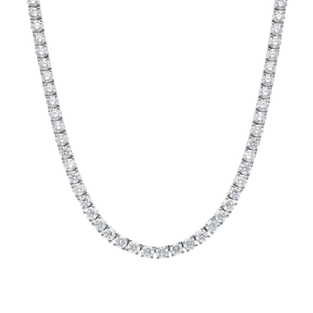 Tennis Necklace in 925 sterling silver with lab-grown moissanite, view 5