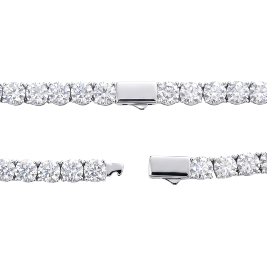 Tennis Necklace in 925 sterling silver with lab-grown moissanite, view 7