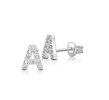 S925 with CZ Initial Earrings