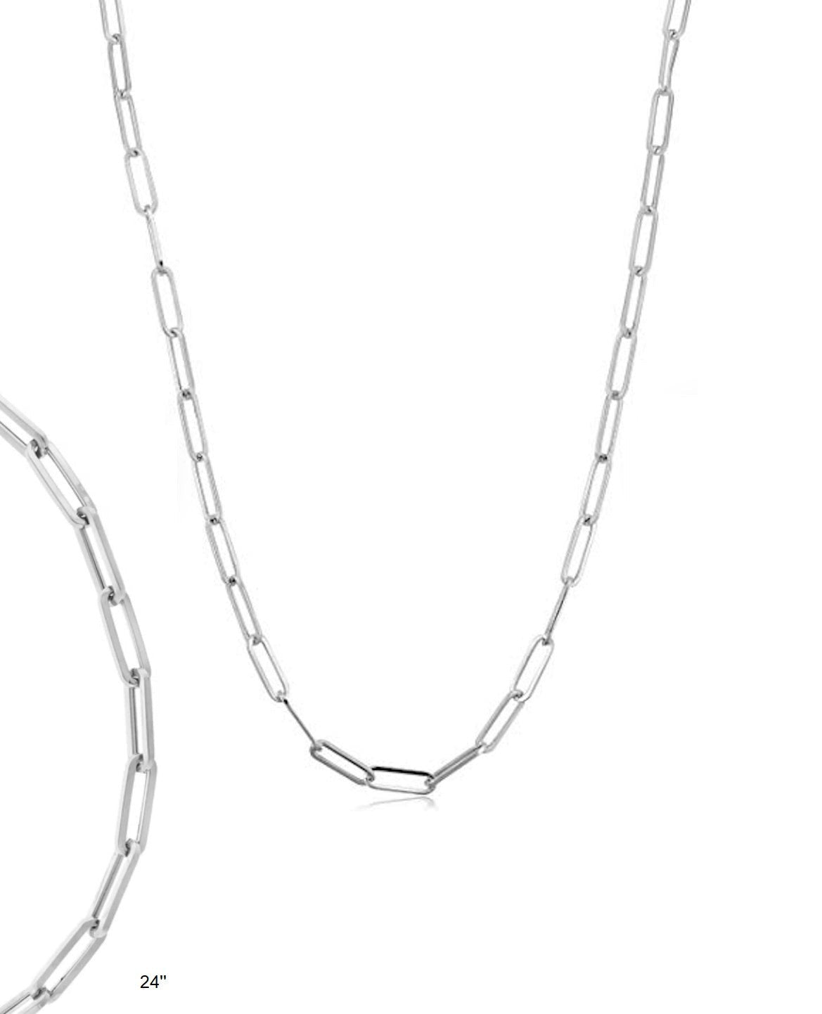925 Sterling Silver Rhodium Plated Paperclip Chain Necklace 10mm width